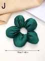 Dark green satin flower scrunchie with 19cm diameter and elegant silky texture - Dark Green