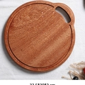 Round ebony wood cutting board with handle for fruit and bread, size 22.5x20x2 cm - Creative Round Board 32.5*30*2cm