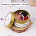 Obsidian & Red Jasper with Dried Flowers