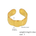Quilted geometric open ring in 18k gold plated stainless steel, width 0.9cm size 7 - 3D Rhombus Quilted Style (Y038) / Gold