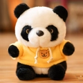 Süße Panda-Plüschpuppe mit weichem gelbem Kapuzenpullover - ein ideales Geschenk - Panda mit gelbem Hoodie / 25cm