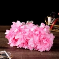 Elegant pink floral evening clutch bag with fabric petals and silver spherical clasp - Pink