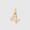 Golden number 4 necklace pendant with sparkling zircon inlay for DIY jewelry design - 4-Gold