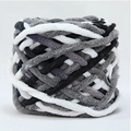 Hilo de chenilla grueso jaspeado en negro, blanco y gris para tejido artesanal - Negro Gris Blanco (28)