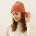 Bonnet en tricot orange minimaliste pour femmes en fil chaud de style couleur unie - Orange