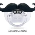 Funny baby pacifier with black general's mustache design on transparent base - Silicone General's Mustache