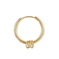 Minimalist gold stainless steel hoop earring with three detachable small rings charms - Gold Triple Ring Style (KE106133-Z)