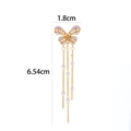 Detail of butterfly zircon ear cuff showing 1.8cm width and 6.54cm tassel length - Butterfly Pearl Tassel Style (3#) / Gold Yellow