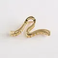 Elegant gold metal hair claw clip featuring a minimalist wave S-shape design for women - Simple Wave Curve Style / Large / Gold