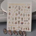 Detailed 3D embossed nail stickers featuring gold Egyptian motifs and Eye of Horus symbols - Egyptian Theme Gold Relief Style (CO-319)