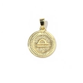 Detailed macro view of 18k gold Libra zodiac charm with radiant relief texture - Libra (YE040-7)