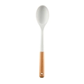 Creamy white silicone cooking spoon with ergonomic wooden handle and hanging hole - Small Soup Spoon