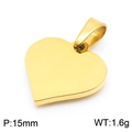Polished 18K gold plated heart pendant in stainless steel, size 15mm and weight 1.6g - Gold Smooth Heart Pendant (KP100673-Z)