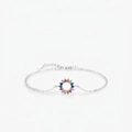 Elegantes S925 Sterlingsilber Armband mit buntem Regenbogen-Edelstein-Kreisanhänger - Armband