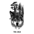 Waterproof temporary tattoo sticker with double exposure wolf and pine forest design TH-353 - Th-353 / 210*148mm