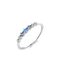 S925 Sterlingsilber Ring mit blauem und weißem Zirkonia in einem edlen, feinen Design - Silber Blau/Ring (US-Größe 5)