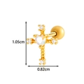 Piercing a croce dorato con opale a cuore e zirconi, altezza 1,05 cm stile moderno - Stile Croce Gemma Cuore (AMY1-2#金)