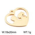 Golden heart-shaped stainless steel pendant with human silhouette for DIY jewelry - Gold Style 5 (KLJ2357-Z)