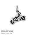 Antique silver motorcycle pendant charm in stainless steel for DIY jewelry making - Motorcycle Style (HZNP025)