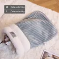 Saco de dormir cálido para mascotas con rayas grises y forro suave para gatos y perros - Azul grisáceo