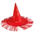 Hexenhut mit Perücke / Rot