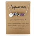 Handmade Aquarius necklace featuring natural raw stones and a silver stainless steel pendant - Aquarius