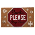 Detail of Santa Please Stop Here coir doormat with red octagon and snowflake patterns - 40*60cm / Christmas Mat-14