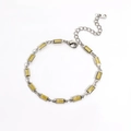 Bracelet chaîne argentée avec zircons rectangulaires jaunes et fermoir mousqueton - Zircon Jaune Argent