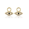 Elegant gold S925 silver evil eye drop earrings with blue zircon in a studio setting - Model B [Evil Eye]
