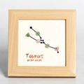 Taurus zodiac wooden frame with green and pink crystal stones for home decor - Taurus