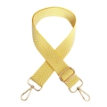 Close-up of yellow and white herringbone woven strap with adjustable gold lobster clasps - Yellow White Gold Buckle