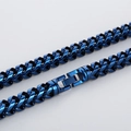 Collana a catena blu in acciaio inossidabile con chiusura a scatto per uomo - 8mm di Larghezza / 8mm Blu (KN236912-KFC)
