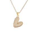 Elegant 18K gold plated heart pendant necklace with pavé set cubic zirconia stones - Gold (24583)
