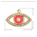 Detail view of 18x12mm red evil eye pendant in gold stainless steel with red enamel - Red Evil Eye Pendant
