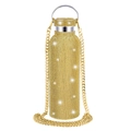 Luxury gold rhinestone thermal coffee mug with chain strap and sparkling diamond finish - Bright Gold + Gold Chain / 350ml (12oz) With Aluminum Chain