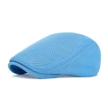 Light blue mesh newsboy flat cap for men and women featuring breathable summer fabric - Adjustable / Sky Blue