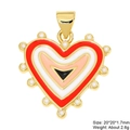 Copper heart pendant with zircon inlay and colorful enamel for DIY jewelry making - Multi-color Enamel Heart Style