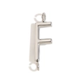 Minimalist silver finish stainless steel letter F pendant with dual connection loops - Letter F / Steel