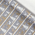 Grey Christmas wrapping paper roll with gold reindeer and tree patterns for gift packing - Christmas Series-Silver Reindeer Forest; 0.43*3m