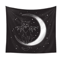 Detail of gothic tapestry featuring a black cat with bat wings on a crescent moon - 73X95CM (Cross-border Brushed) / QY156-5 Bat Wing Cat