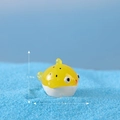 Miniature pufferfish resin figurine in yellow and white for micro landscape decor - No. 6 Pufferfish