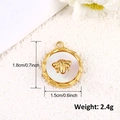 Gold plated bee pendant with white shell inlay and detailed dimensions for DIY necklaces - Circular Shell Bee