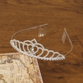 Elegant rhinestone crown tiara with heart motifs and metal hair comb for bridal styling - Style G