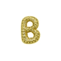 Macro shot of 3D gold-plated letter B charm pavé-set with sparkling white zircons - English Letter B (DB241107-B)
