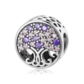 S925 sterling zilveren Levensboom bedel met paarse en roze edelstenen voor armbanden - Paars Roze Zirkon Levensboom