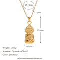 Sun Wukong hanger ketting van 18K verguld roestvrij staal met gedetailleerde afmetingen - Middelgrote Maat (20.7g) / Goud