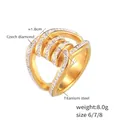 Double-layered 18k gold plated titanium steel ring with sparkling Czech diamonds - US 6 / Gold (A638)