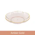 Elegante piatto da frutta quadrato color ambra oro con bordo dorato e petali - Piatto Decorato (Oro Ambra)