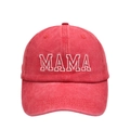 Vintage washed red baseball cap featuring bold white MAMA embroidery for women - Adult Style(MAMA) / Red