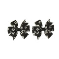 Pair of black ribbon hair clips with white soccer print for kids' everyday styling - Black Soccer
